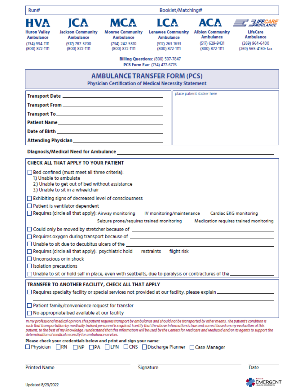 PCS Forms - Emergent Health Partners